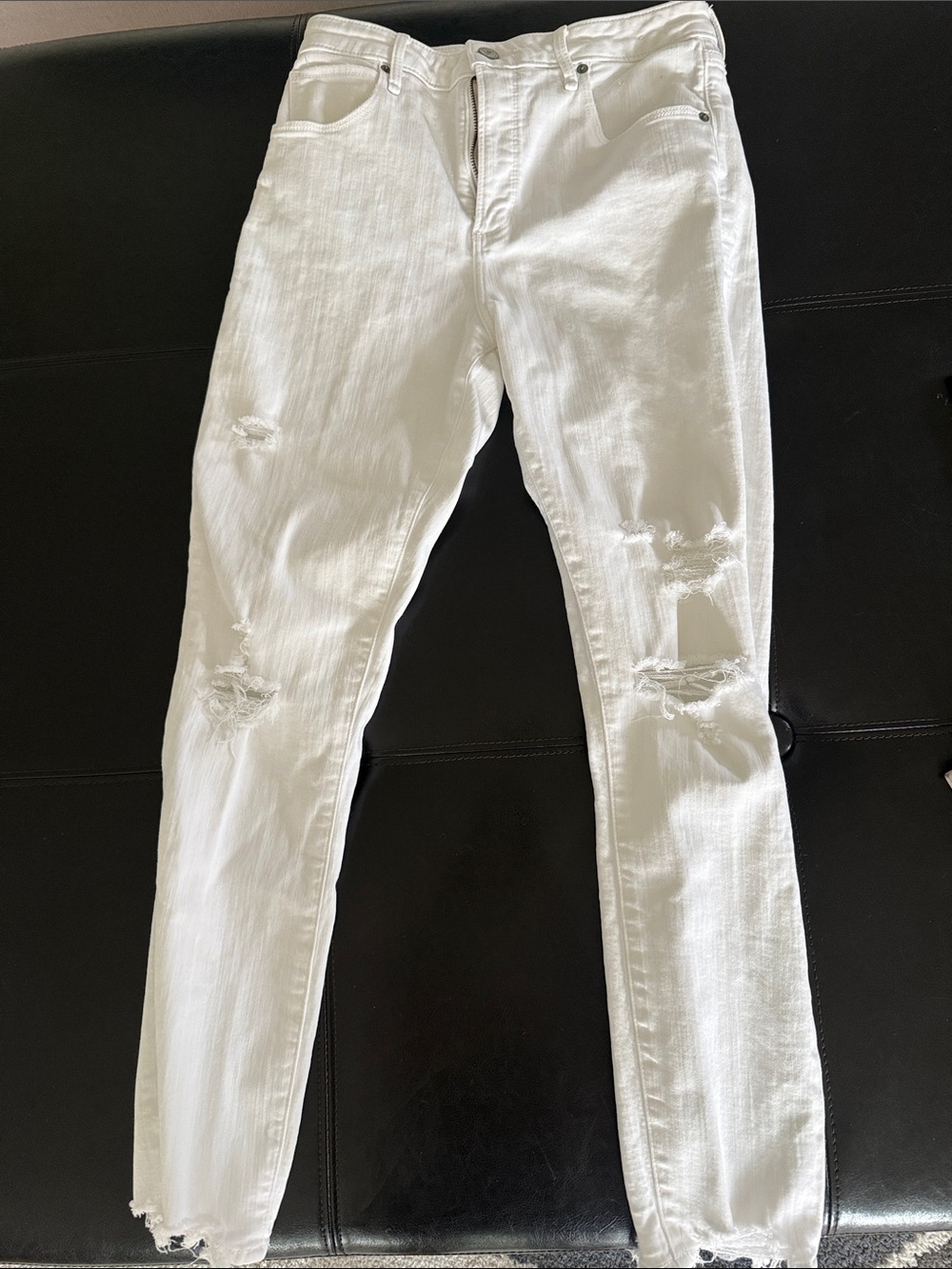 Abercrombie & Fitch White Distressed Skinny Jeans